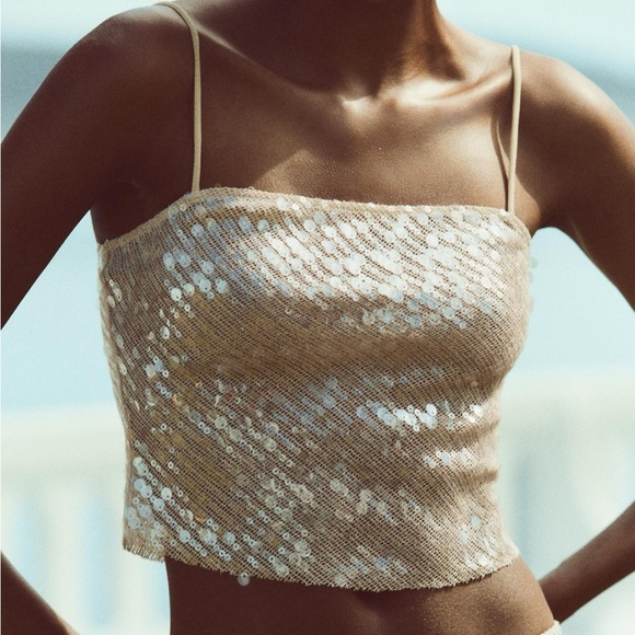 Zara limited edition celeb style sequin crop top - Picture 1 of 7